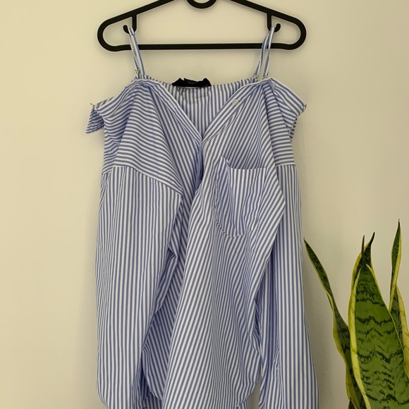 Off shoulder striped button down - Picture 3 of 5